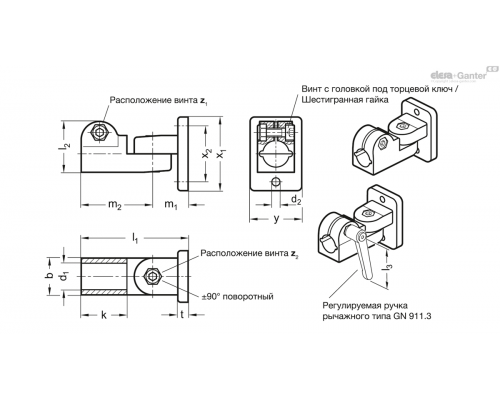 Зажим GN 281-B15-2-SW ELESA+GANTER
