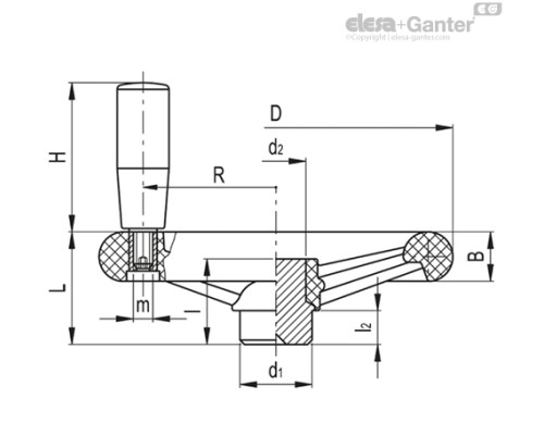 Маховик со спицами VR.180 FP+I (77521) ELESA+GANTER Маховик со спицами VR.180 FP+I (77521) ELESA+GANTER