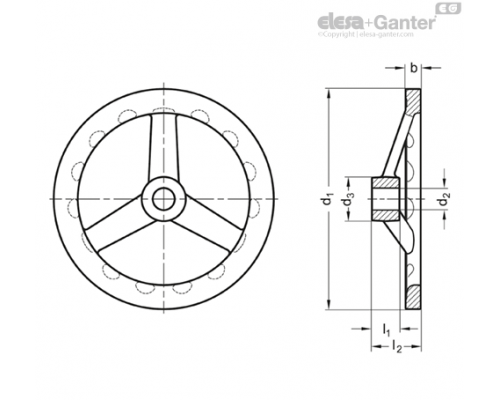 Маховик GN 949-140-K16-A ELESA+GANTER