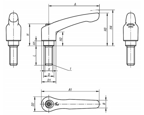 Рычаг K0123.1061X25 Kipp
