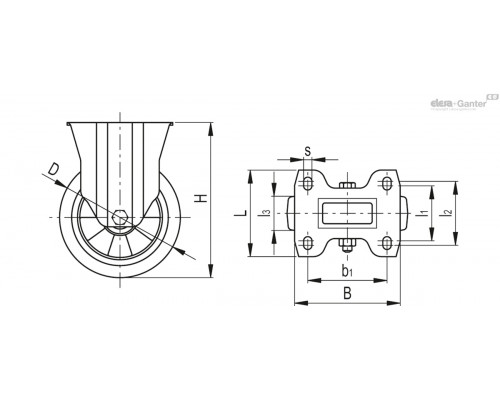 Колёсико RE.G2-100-PSL-H (452785) ELESA+GANTER
