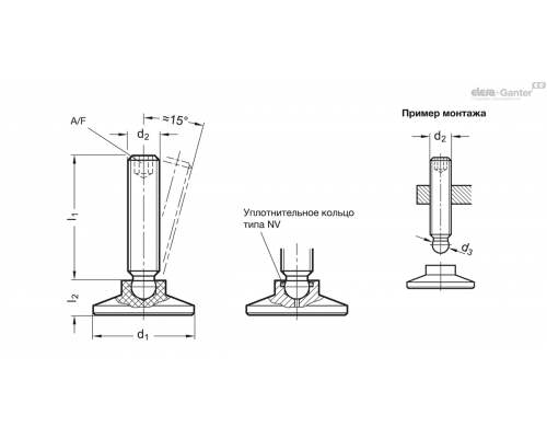 Регулируемая опора GN 638-18-M6-36-ST ELESA+GANTER