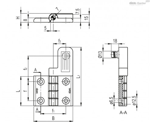 Петля CFSQ.60-SH-6-C-B-D-IP69K (427015-IP69K) ELESA+GANTER