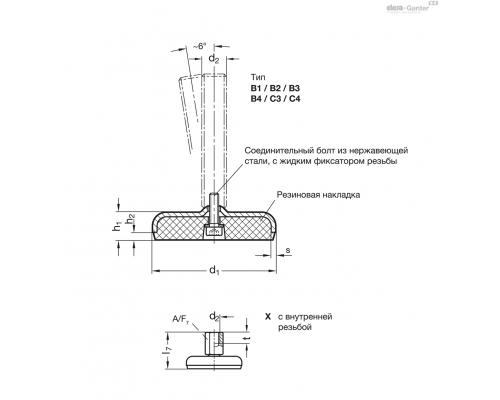 Регулируемая опора GN 31-100-M8-42-B3-X ELESA+GANTER
