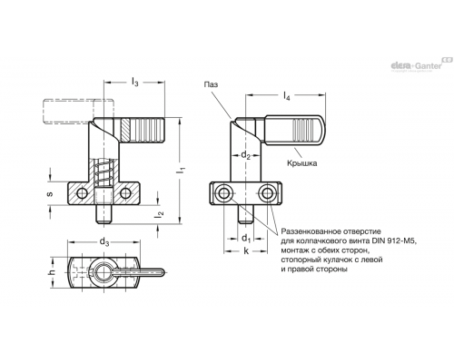 Рычажный фиксатор GN 612.2-10-20-B ELESA+GANTER