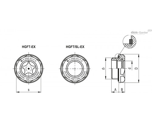 Смотровое стекло HGFT.16-3/4-EX (14601-R-EX) ELESA+GANTER