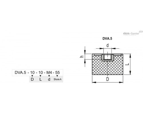 Виброгаситель DVA.5-50-30-SST-M10-55 (410453) ELESA+GANTER