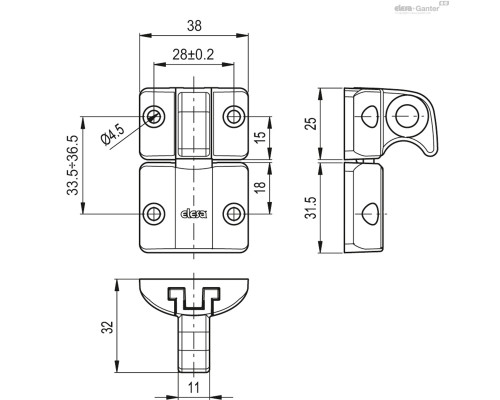 Фиксатор BMS.L-32-25-CH4 (627006) ELESA+GANTER