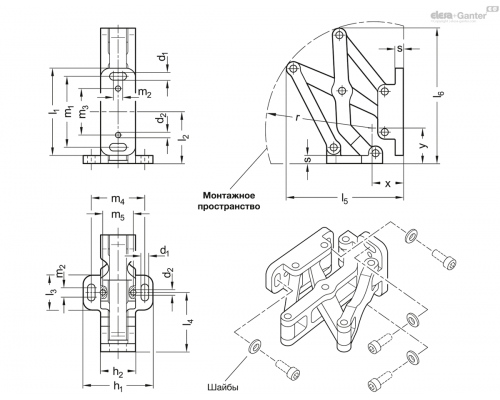 Петля GN 7247-AL-75-EL ELESA+GANTER