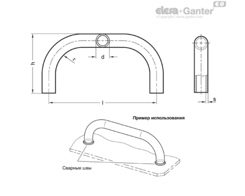 П-образная ручка GN 426.3-ST-25-400-A ELESA+GANTER