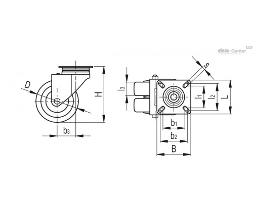 Колёсико RE.C7-050-SBL-G (452002) ELESA+GANTER