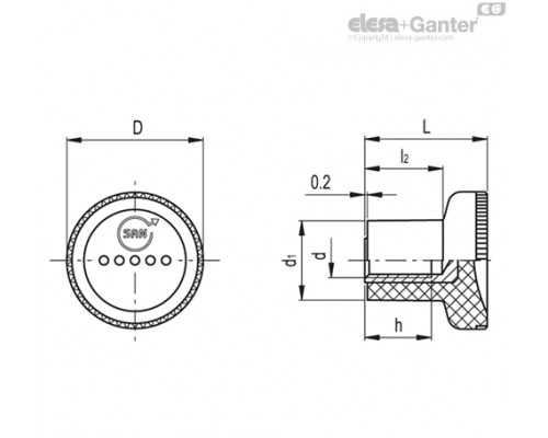 Ручка с накаткой EKK.21-SST M5-SAN-C16 (153159-C16) ELESA+GANTER