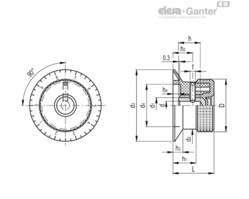 Ручка управления MBR.50 B-8+FGSP-C6 (34857-C6) ELESA+GANTER