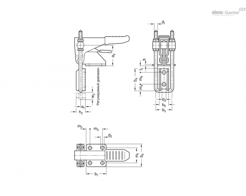 Зажим GN 851.4-700-T3-ST ELESA+GANTER