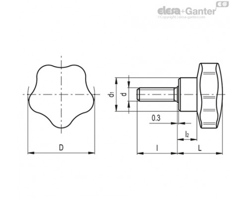 Лепестковая поворотная ручка VC.192/40-SST-p-M8x30 (66383) ELESA+GANTER