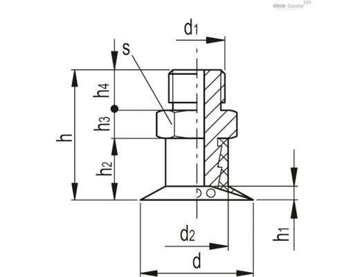 Вакуумная присоска VVA-18-G1/8-T-S (VV.45016) ELESA+GANTER