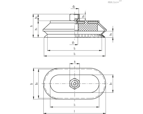 Вакуумная присоска VVE-30-60-G1/4-B (VV.49001) ELESA+GANTER