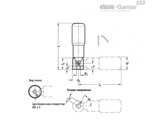 Выдвижная ручка GN 798.3-KT-22 ELESA+GANTER