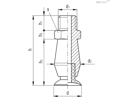 Вакуумная присоска VVH-09-M5-T-S (VV.52031) ELESA+GANTER