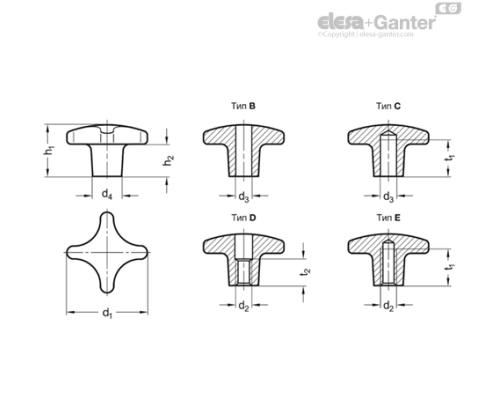 Ручка DIN 6335-GG-63-M12-D ELESA+GANTER