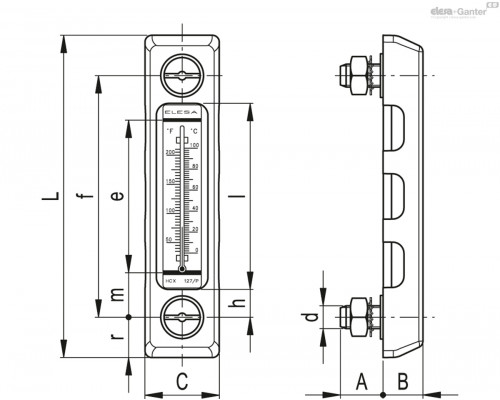 Индикатор HCX.127/T-AR-PT-VT-M10 (111364-R) ELESA+GANTER