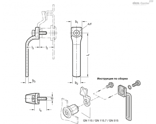 Внутренняя ручка GN 120.3-ZD-90-60-RS ELESA+GANTER