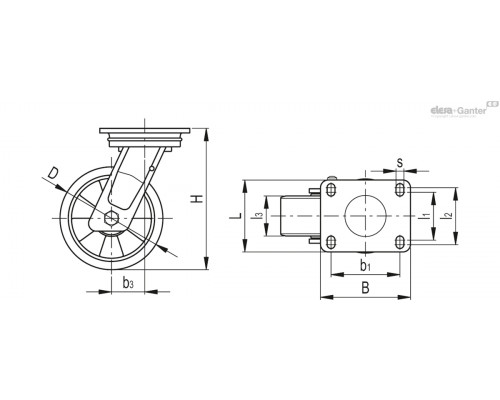 Колёсико RE.F2-160-SSL-WH (452433) ELESA+GANTER