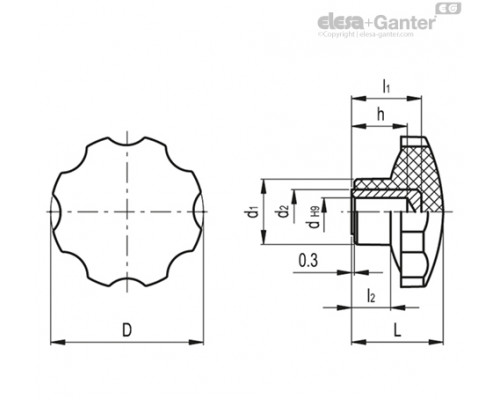 Лепестковая поворотная ручка VH.153/54 A-10 (73303) ELESA+GANTER