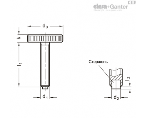 Винт с накаткой GN 653.10-M8-40-NI-KU ELESA+GANTER