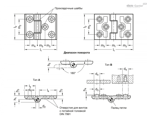 Петля GN 237.3-NI-120-60-B-SW ELESA+GANTER
