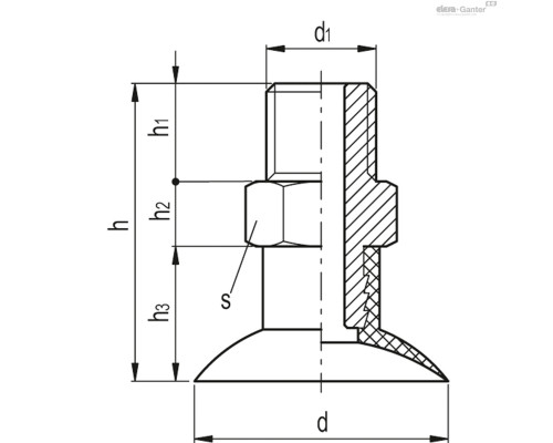 Вакуумная присоска VVH-40-G1/4-T-A (VV.52089) ELESA+GANTER