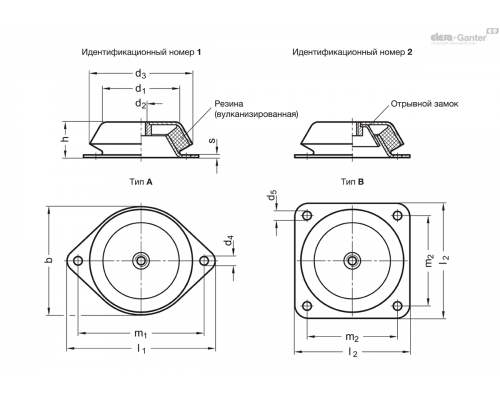 Регулируемая опора GN 148-60-M10-A-1-57 ELESA+GANTER