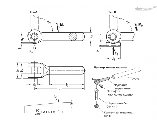 Спиральный рычаг GN 9027-80-10-B-BT ELESA+GANTER
