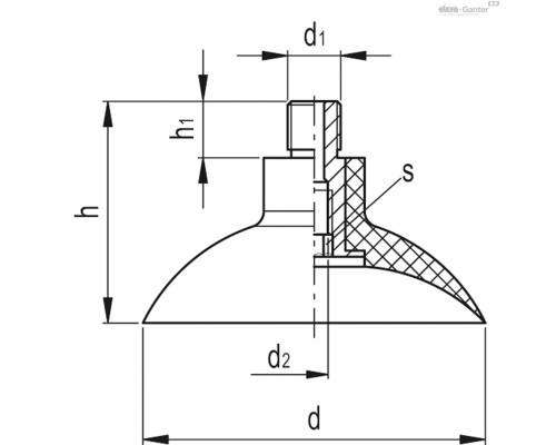 Вакуумная присоска VVI-85-G1/4-T-N (VV.53035) ELESA+GANTER