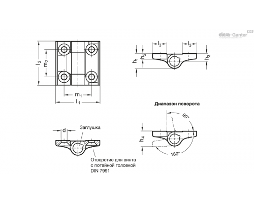 Петля GN 437.1-ZD-60-60-A-SR ELESA+GANTER