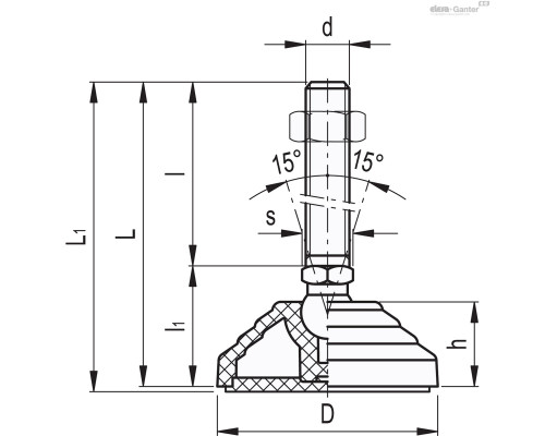 Регулируемая опора LV.A-125-24-AS-SST-M24x98 (330425) ELESA+GANTER
