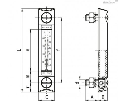 Индикатор HCX.254/T-AR-SST-M12 (11368-R) ELESA+GANTER
