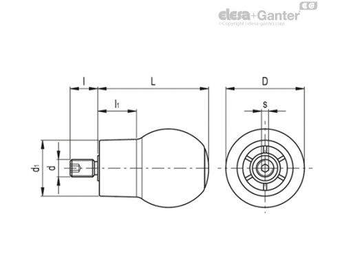 Сферическая ручка EBS.48 SOFT+x-M10 (247051) ELESA+GANTER