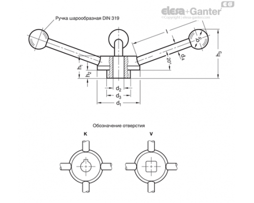 Револьверный рычаг GN 213-100-K24 ELESA+GANTER