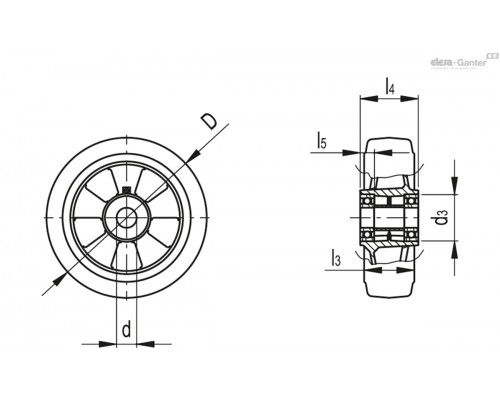 Колесо RE.G2-125-RSL (452772) ELESA+GANTER