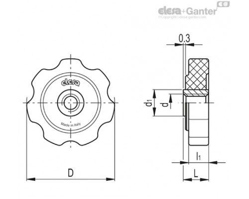 Лепестковая гайка с резьбовой втулкой GFL.50-B M8 (168571) ELESA+GANTER