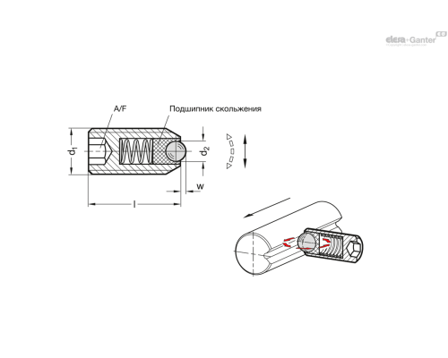 Фиксатор пружинный GN 615.9-M10-KN ELESA+GANTER