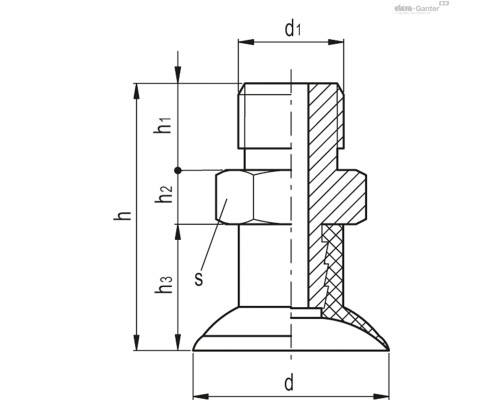 Вакуумная присоска VVH-25-G1/8-T-S (VV.52073) ELESA+GANTER