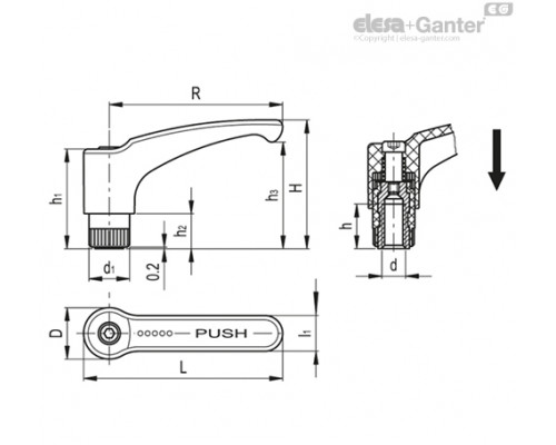 Регулируемая ручка с функцией защиты ERS.63 B-M8 (236935) ELESA+GANTER