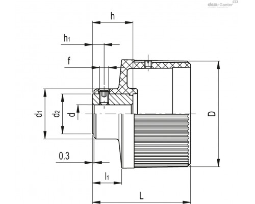 Ручка с накаткой IZN.60-GXX1 A-10 (CE.30101) ELESA+GANTER