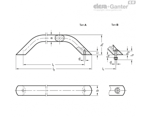 П-образная ручка GN 428-AL-28-400-A-SW ELESA+GANTER
