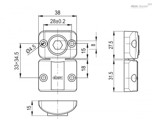 Фиксатор BMS.EH-32-28-CH4 (627004) ELESA+GANTER