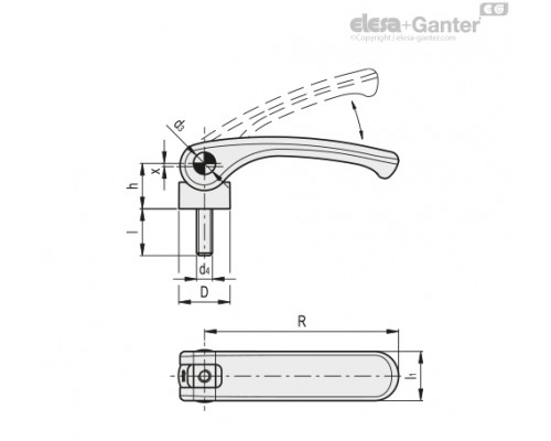 Шарнирная ручка LAC.44-p-M5x30 (33333) ELESA+GANTER