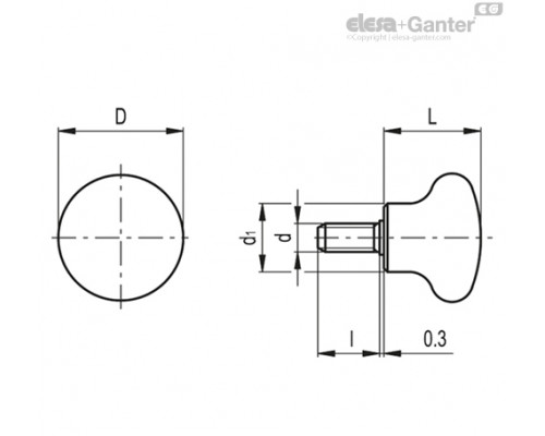 Грибовидная ручка P.131/35 p-M8x25 (46411) ELESA+GANTER