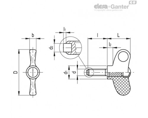 Зажимной барашек EWN.48-SST-p-M6x20-PO-C1 (224556-C1) ELESA+GANTER